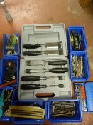 Set of Chisels and Seven Small Storage Trays with