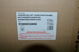 *Concertina Left Hand Four Folding Bath Screen 900x1500mm