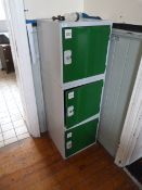 *Bank of Three Grey & Green Cubicle Lockers