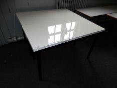 *Two Hi-Gloss White School Tables on Tubular Legs