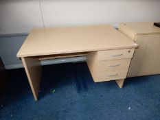 *Single Pedestal Desk in Light Beech Finish