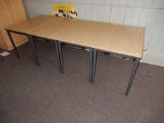 *Four Simulated Oak Office Tables on Grey Frames