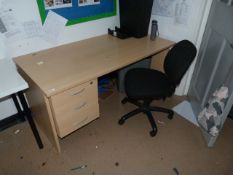 *Light Beech Single Pedestal Desk with Left Hand D