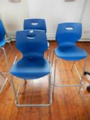 *3 High Seat Bar Stools on Silver Frames with Blue