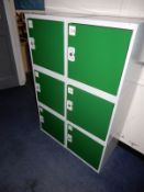 *Bank of Six Grey & Green Cubicle Lockers
