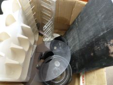 Box Containing a Chalkboard, Plastic Tray, etc.