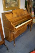 Walnut Cased Rogers Upright Piano on Carved Cabriole Legs