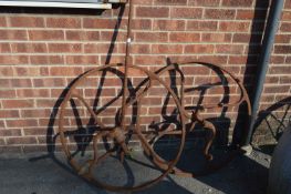 Pair of Farming Cast Iron Hand Crank Shearing Wheels