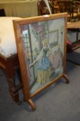 Oak Framed Firescreen with Woolwork Panel