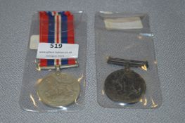 Two WWII 1939-45 War Medals