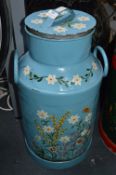 Blue Floral Painted Milk Churn