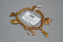 9ct Gold Charm Bracelet - Approx 31.1g