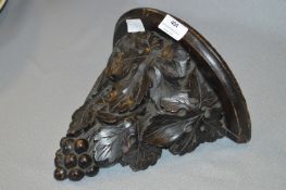 Carved Oak Wall Bracket with Grape Vine Decoration