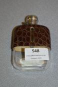 Silver Mounted Leather Bound Glass Hip Flask - Sheffield 1906