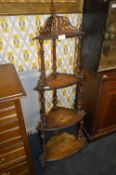 Walnut Inlaid Four Height Corner Whatnot