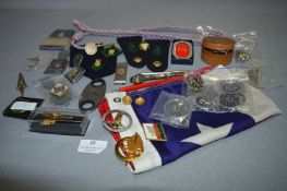 Tray Lot of French Foreign Legion Cap Badges, Epaulettes, etc.