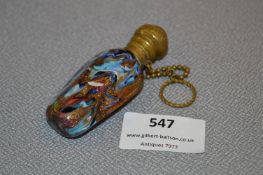 Coloured Glass Brass Mounted Scent Bottle