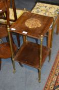 Mahogany & Brass Two Tier Side Table