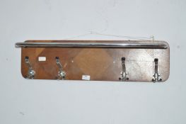 Oak Veneered and Chrome Wall Mounted Hat & Coat Rack