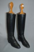 Pair of Leather Riding Boots with Beech Wood Stretchers