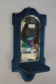 Wall Mounted Blue Vela Framed Shelved Mirror