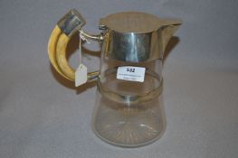 Hallmarked Silver Bound Tusk Handled Whiskey Jug - London 1898