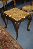 Walnut Dressing Table Stool with Wicker Seat on Cabriole Legs