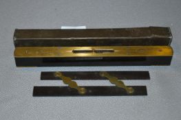 Brass and Rosewood Mathieson Spirit Level and a Parallel Rule