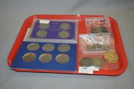 Tray Lot of Royalty Commemorative Coins, British Silver Coinage, Crowns, etc