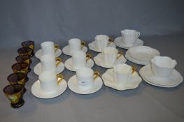 Selection of White & Gilt Tea Ware, Coalport, Shelley and Drinking Glassware