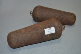 Pair of Cast Iron Grandfather Clock Weights