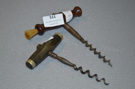 Two Wood Handled Corkscrews