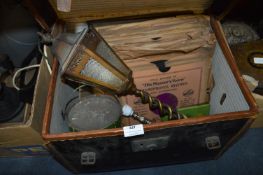 Black Canvas Leather Bound Trunk and Contents