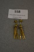 Pair of 9ct Gold Drop Earrings - Approx 3.1g