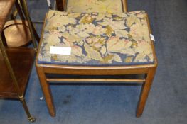Walnut Framed Dressing Table Stool with Woolwork Seat