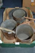 Four Large Copper & Brass Pans