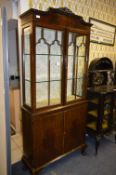 Edwardian Mahogany Two Door Display Cabinet with Cabinet Base