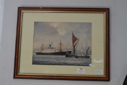 Framed Jack Rigg Picture - Shipping on the Thames