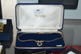 Gold Plated Necklace set with Aqua and Clear Cut Stones