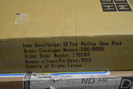 Ten Tier Rolling Shoe Rack