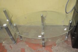 Glass Topped Table with Shelves