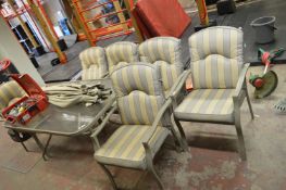 Tubular Steel Glass Topped Rectangular Patio Table