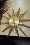 Teak Sunburst Wall Clock