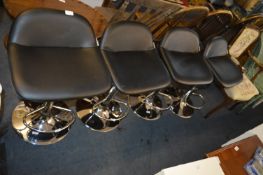 Set of Four Chrome & Black Vinyl Seated Gas Lift B