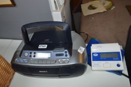 Sony Portable CD Radio and a Boots Blood Pressure