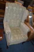 Floral Upholstered Winged Highback Armchair