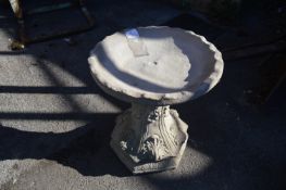 Reconstituted Limestone Birdbath on Floral Decorat