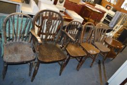 Four Stickback Dining Chairs Including one Carver