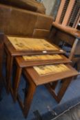 1970's Teak Framed Tile Topped Nest of Three Table