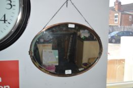 Copper Effect Oval Framed Bevelled Edge Wall Mirro
